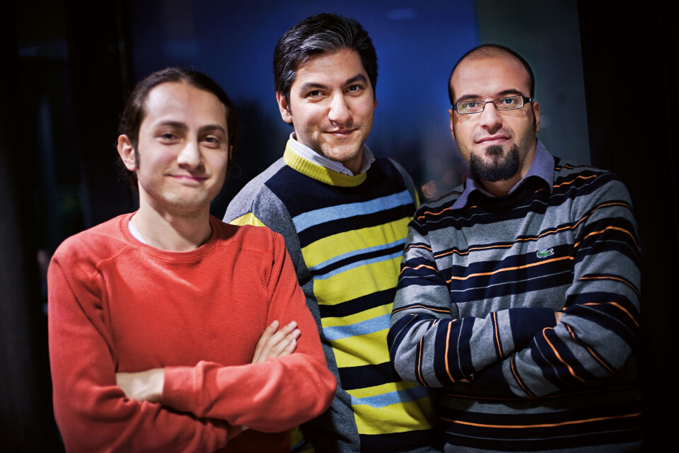 NEI TIL ATOMVÅPEN: Iranske studenter vil ikke lage atomvåpen, mener Masoud Ghorbaniyan, Nima Darabi og Amin Azar.