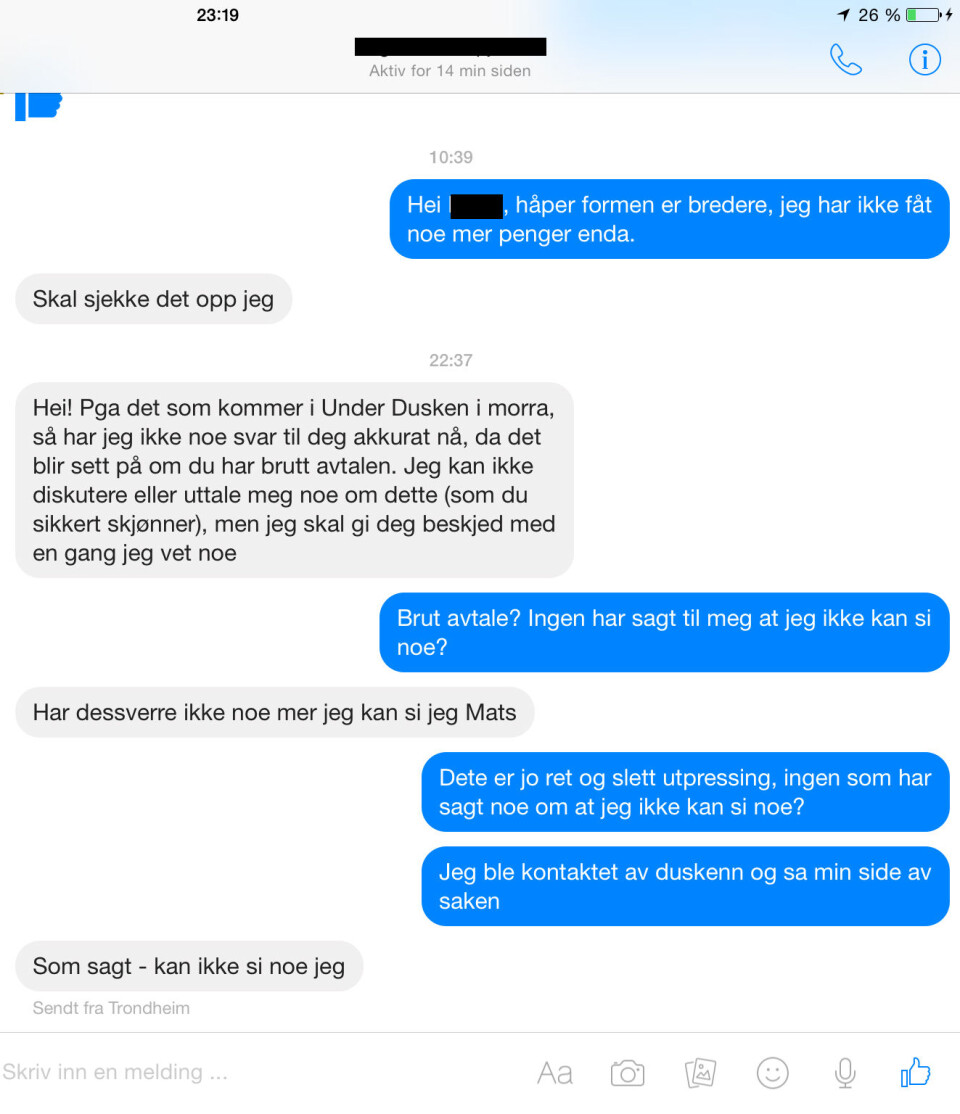 – Et forsøk på å presse meg til stillhet