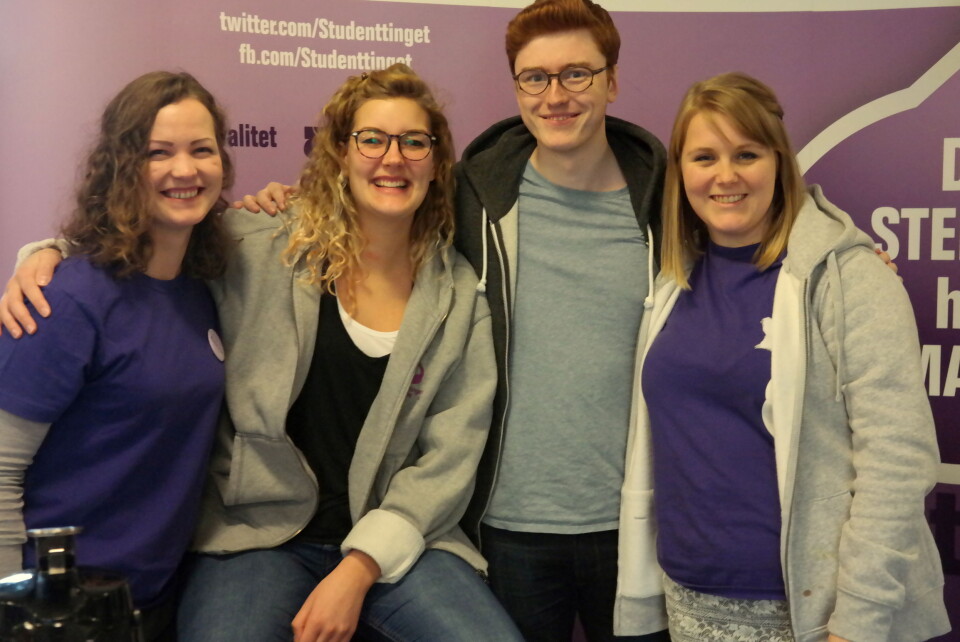 Ellen Helstad, Bendik Deraas. Marta Ranestad og Karen Ane Skjennum tar en siste innspurt i Studenttingsvalget