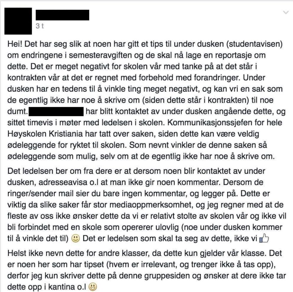 Her er innlegget som Michelle Kristiansen reagerer sterkt på.