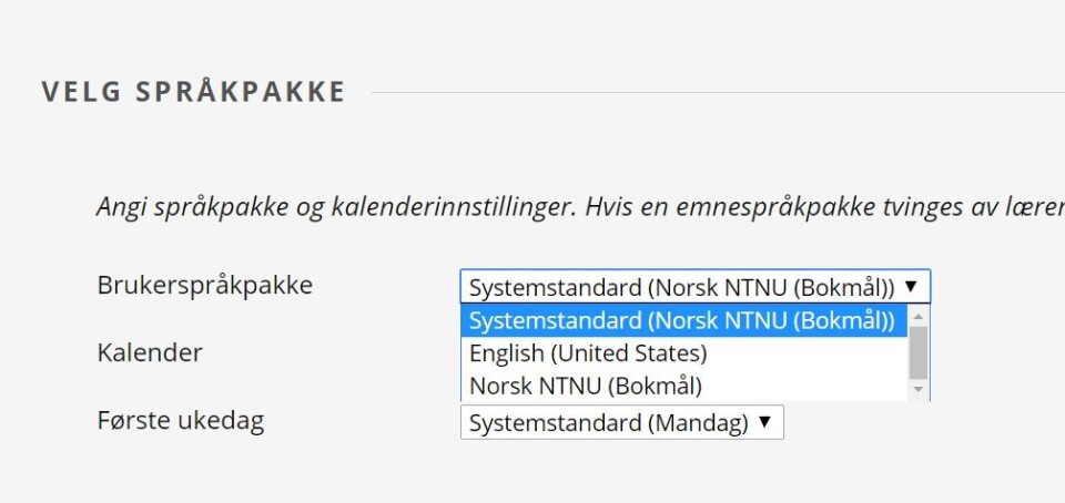 Foreløpig ingen nynorsk Blackboard