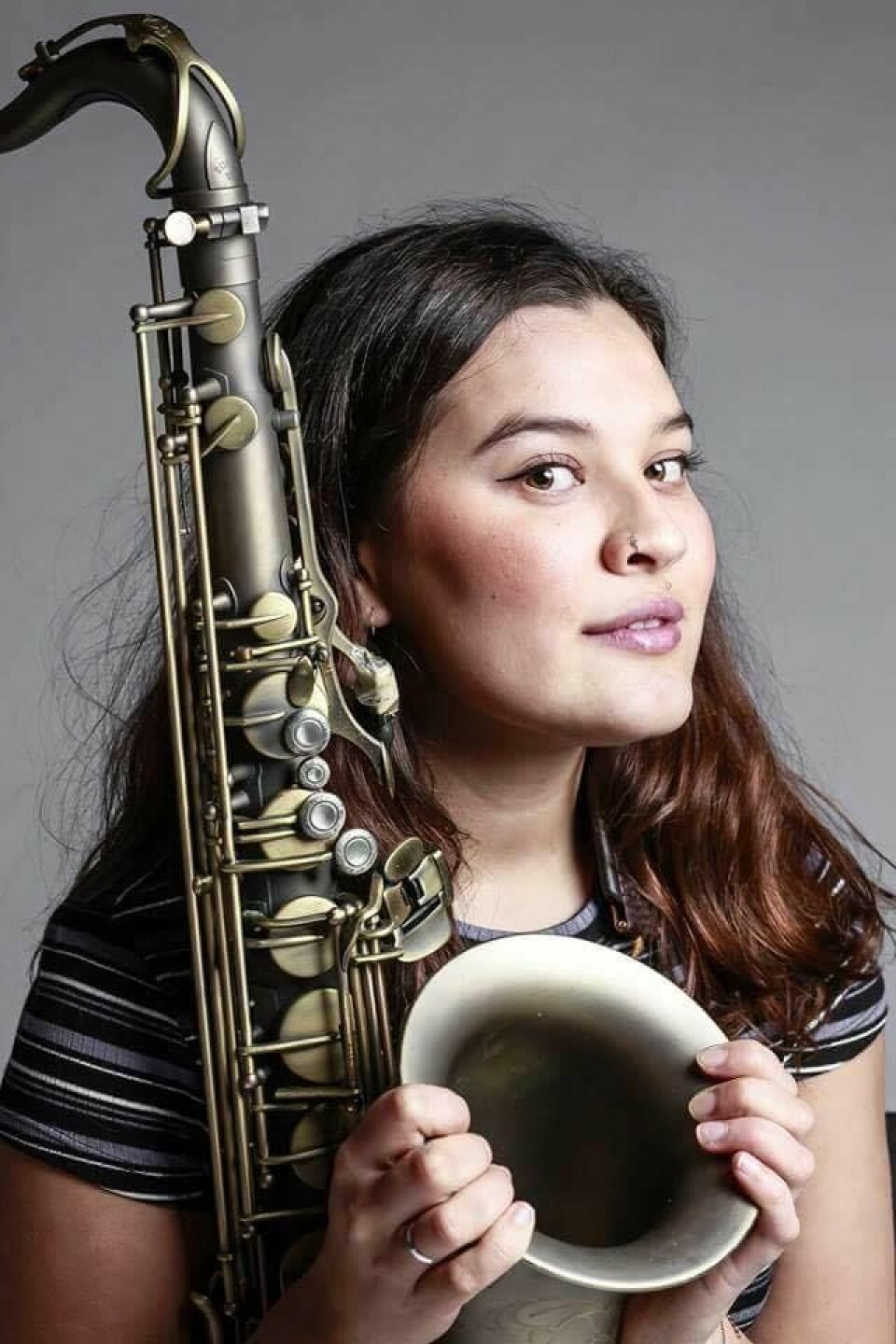 MAINTAINING A GOOD BALANCE: Mona Krogstad admits she may spend hours upon hours practicing her main instrument, the sax.