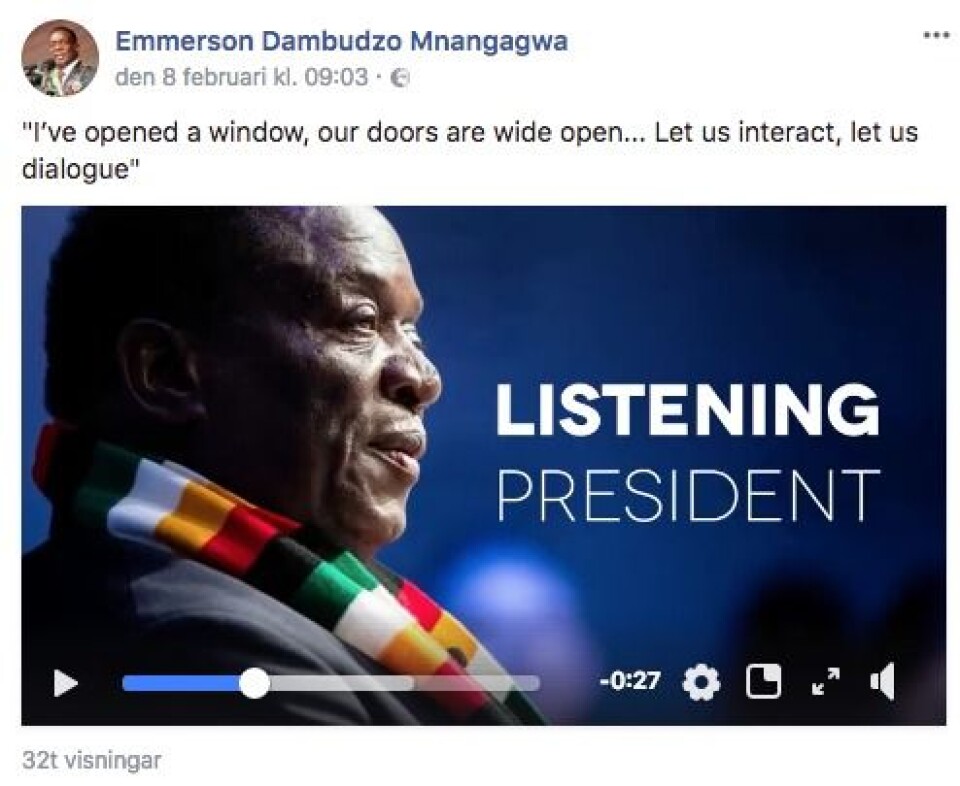 Emmerson Mnangagwa is the first president in Zimbabwe to use Facebook as apolitical platform.