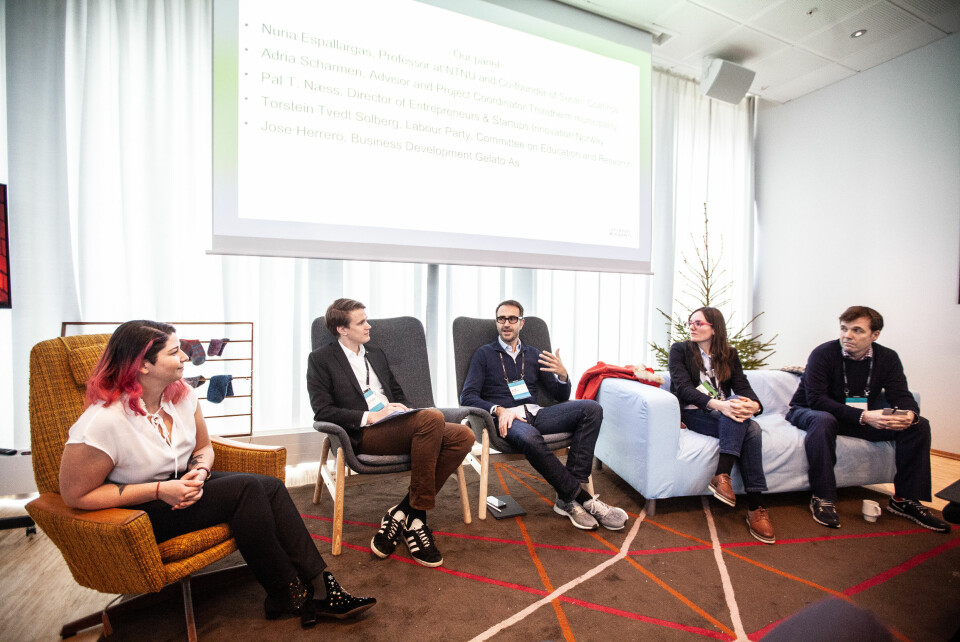 The Panel on Diversity in the Technology Sector, from left to right; moderator Marie Amelie, Torstein Tvedt Solberg, Jose Herrero, Nuria Espallargas, og Pål T.Næss.