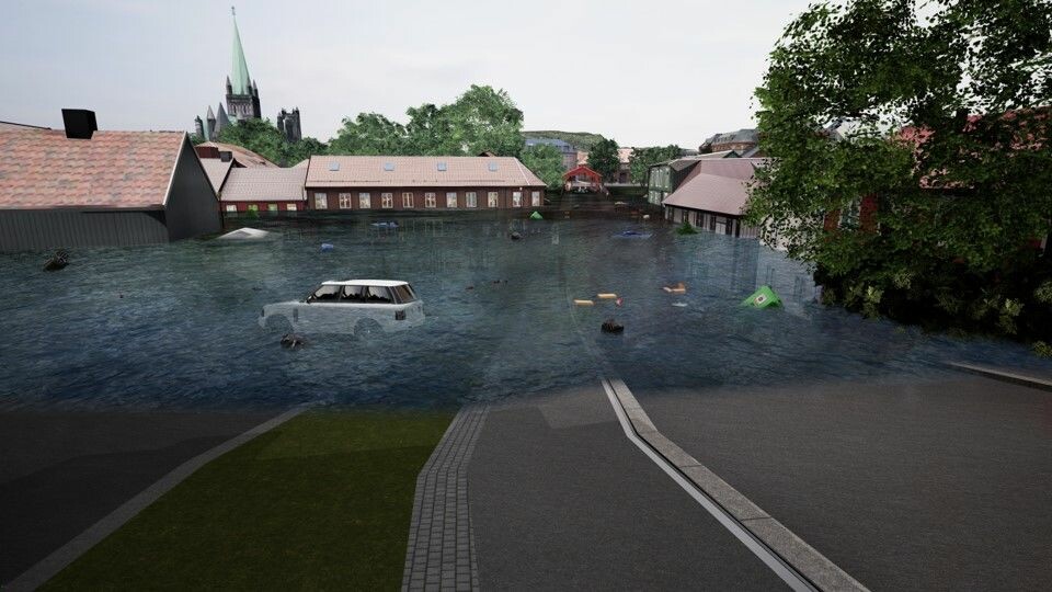 SYKKELHEISFISK: Man kan se fiske svømme forbi sykkelheisen på Bakklandet med en VR-applikasjon.
