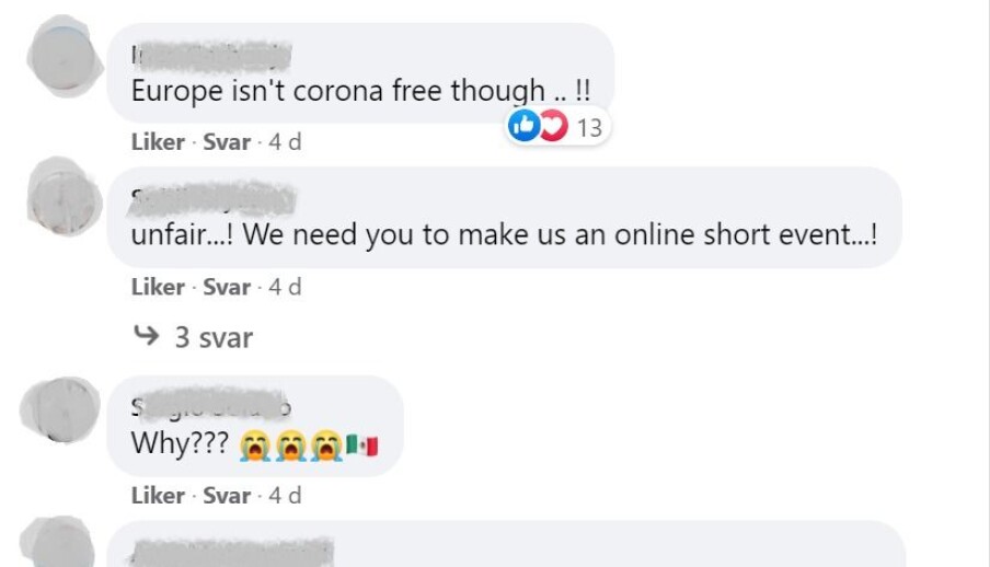 SKUFFELSE: Noen av reaksjonene på ISFiTs facebook-side. SKUFFELSE: Noen av reaksjonene på ISFiTs facebook-side.
