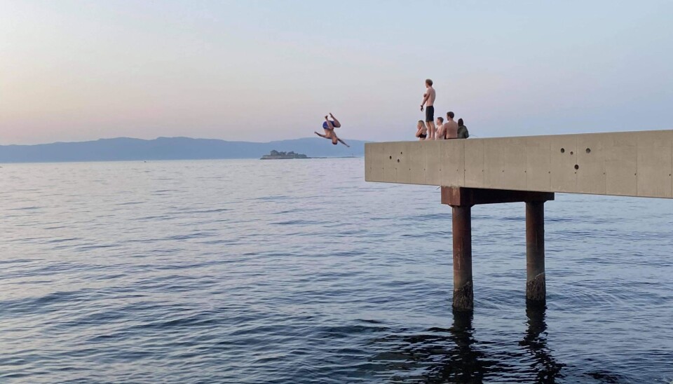 ESN VIKING CHALLENGE: Utvekslingsstudenter og buddyer hopper i havet under kalde omstendigheter. ESN VIKING CHALLENGE: Utvekslingsstudenter og buddyer hopper i havet under kalde omstendigheter.