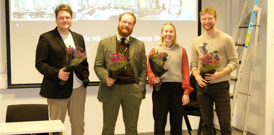 NYVALGT ARBEIDSUTVALG: F.v. leder Morten Eidsvaag Althe, fagpolitisk ansvarlig Erik Johansen, læringsmiljøpolitisk ansvarlig og nestleder Ida Austigard Østigård og internasjonalt ansvarlig Kristian K. Wiulsrød. NYVALGT ARBEIDSUTVALG: F.v. leder Morten Eidsvaag Althe, fagpolitisk ansvarlig Erik Johansen, læringsmiljøpolitisk ansvarlig og nestleder Ida Austigard Østigård og internasjonalt ansvarlig Kristian K. Wiulsrød.
