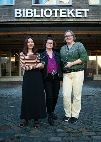 NY LITTERATURPRIS: (fra venstre) Veronica Talgø, Jannicke Røgler og Brit Karen Einang gleder seg til utdelingen av bibliotekenes litteraturpris.
