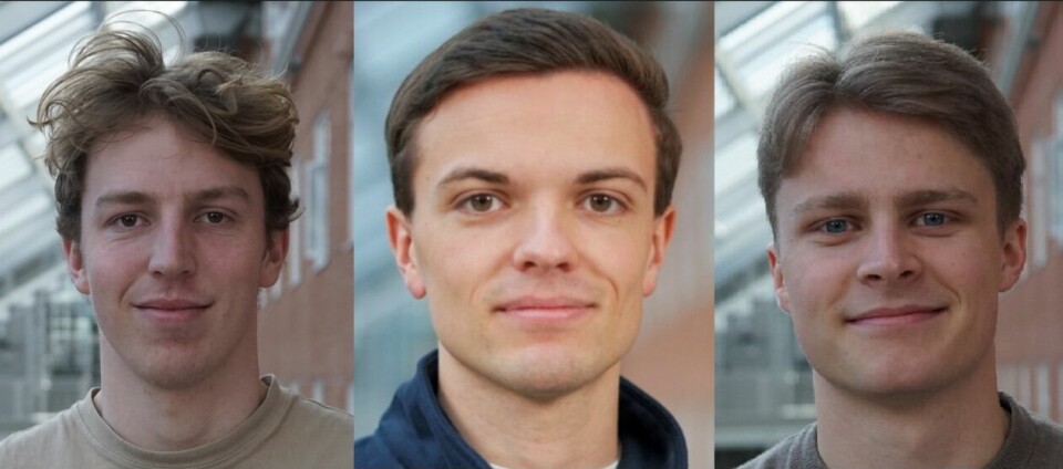 KAN BLI NORGESMESTERE: NTNU-studentene Vebjørn Nilsen (f.v.), Fredrik Mo og Erik Grieg er finalister i NM i økonomi.
