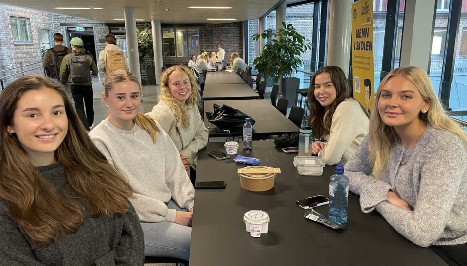 HALLOWEENKLARE: Jentene har kostymene klare, men forventer ikke at noen lar seg skremme av det de har planlagt å kle seg ut som. F.v. Mia Gjøsund, Anne Vorkinnslien, Martine Riseng, Wilma Elida Holm og Lotta Mørk.