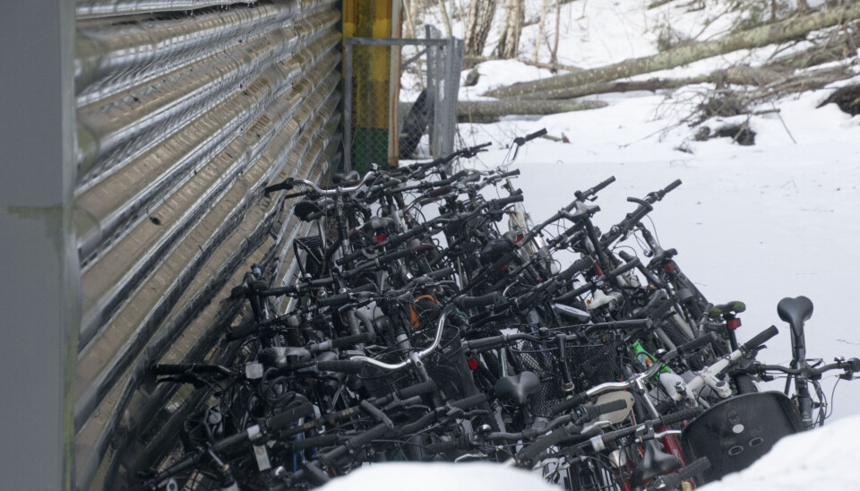 FORTSATT TID: Anita Johansen forteller at de fjernede syklene blir mellomlagret frem til slutten av februar. sykler, sykkel
