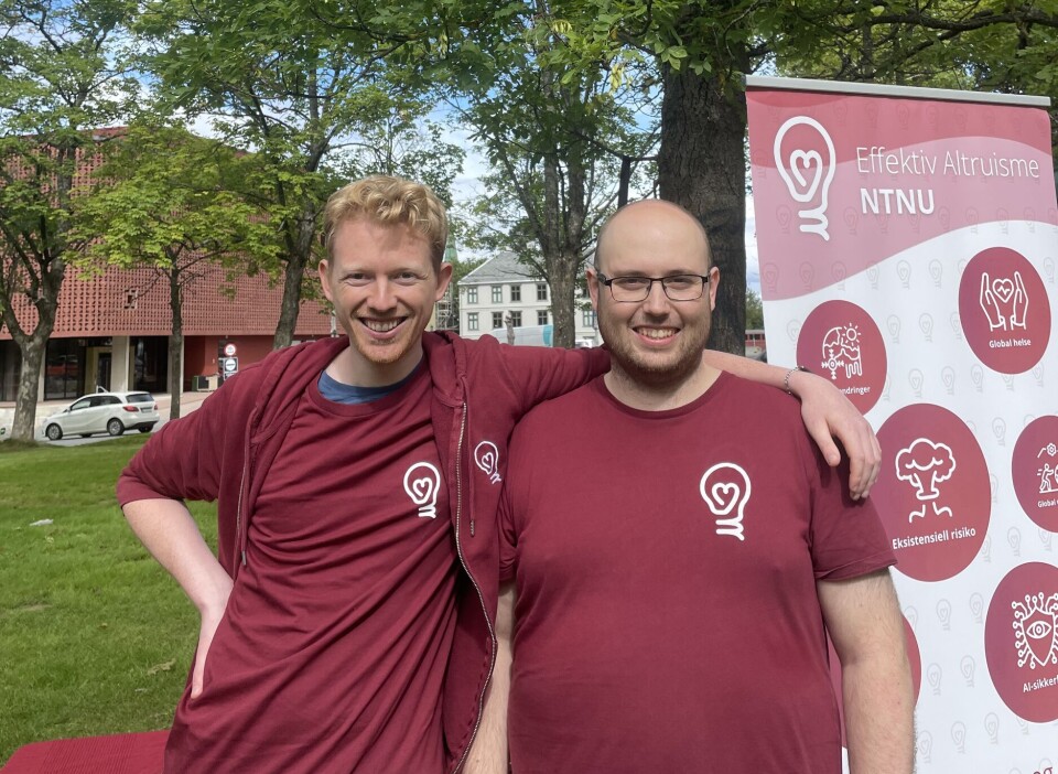 KLARE FOR NYE MEDLEMMER: Håkon Harnes og Andreas Moe i Effektiv Altruisme har flere triks i ermet for å lokke til seg nysgjerrige fadderbarn.