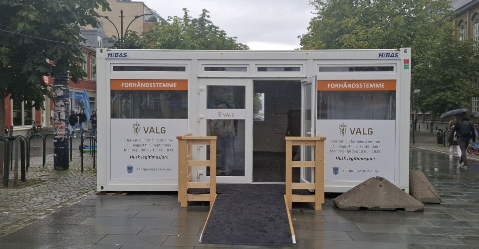 FORHÅNDSTEM: Trondheim kommune har satt opp mange forhåndsstemmesteder, her på Trondheim Torg