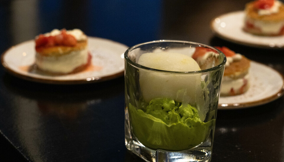 DESSERT: Matcha is og Yuzu-sorbet viste seg å være en dødelig duo